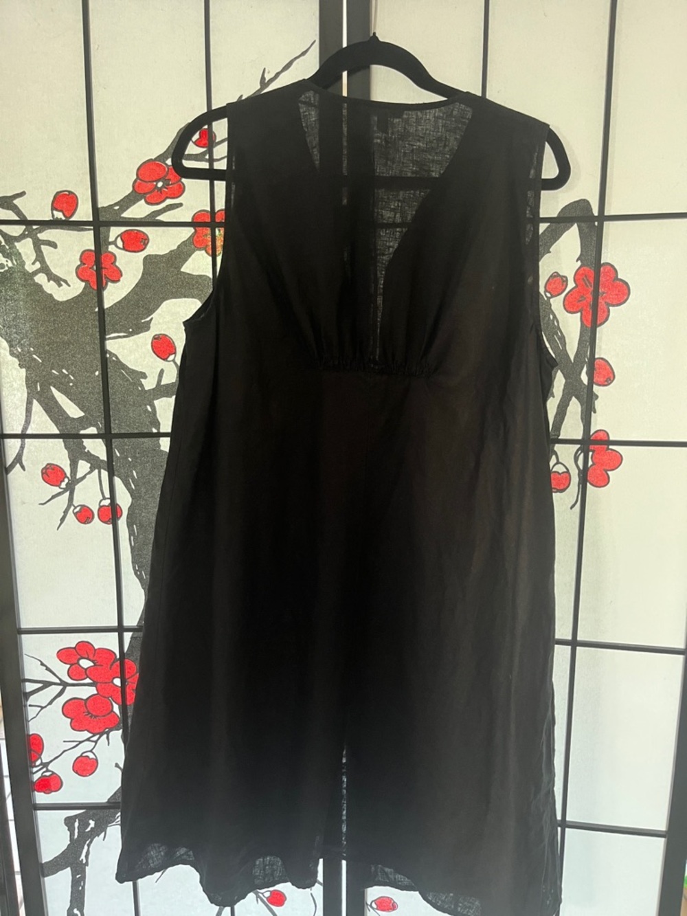 Eileen Fisher Black Linen Blend Tunic Coverup/Dress minimalist lightweight